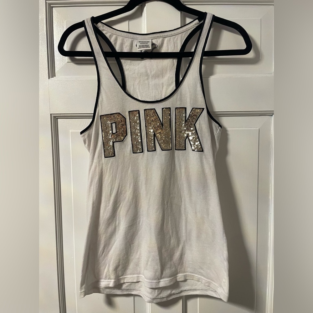 PINK Victoria's Secret White and Black Tank Top